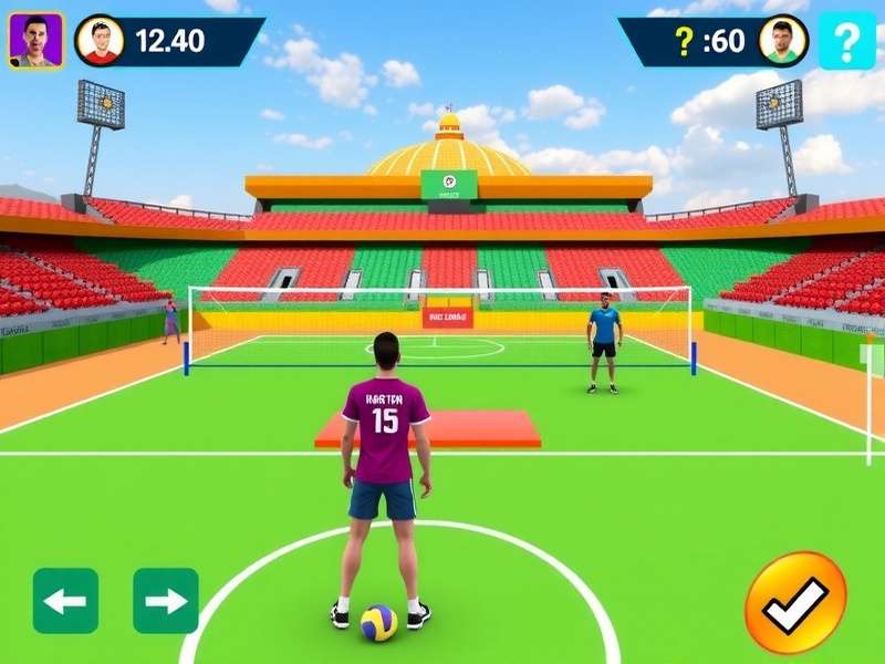 Volley Star Master gameplay screenshot showing Indian stadium